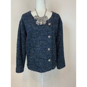 Coldwater Creek size xl woman blue tweed jacket 0840